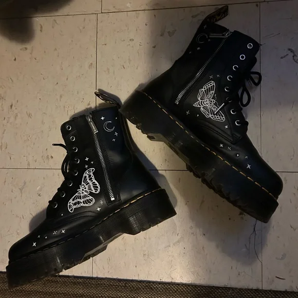 Dr. Martens Jadon Celestial Moth Embroidered Platform Boot Black - Picture 3 of 5